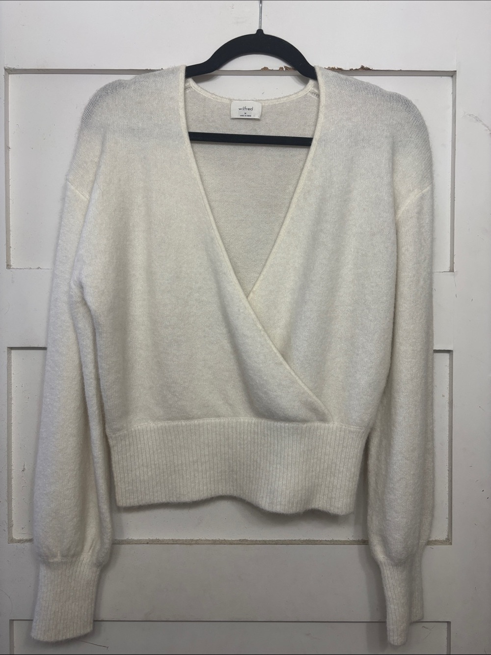 Wilfred Cream Wrap-Style V-Neck Sweater